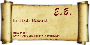 Erlich Babett névjegykártya